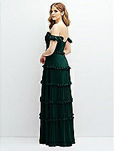 Alt View 3 Thumbnail - Evergreen Tiered Chiffon Maxi A-line Dress with Convertible Ruffle Straps