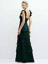 Rear View Thumbnail - Evergreen Tiered Chiffon Maxi A-line Dress with Convertible Ruffle Straps