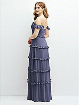 Alt View 3 Thumbnail - French Blue Tiered Chiffon Maxi A-line Dress with Convertible Ruffle Straps