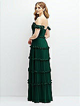 Alt View 3 Thumbnail - Hunter Green Tiered Chiffon Maxi A-line Dress with Convertible Ruffle Straps