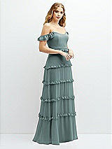 Alt View 2 Thumbnail - Icelandic Tiered Chiffon Maxi A-line Dress with Convertible Ruffle Straps