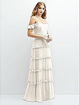 Alt View 2 Thumbnail - Ivory Tiered Chiffon Maxi A-line Dress with Convertible Ruffle Straps