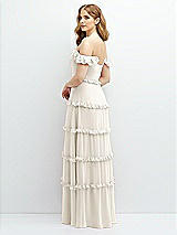 Alt View 3 Thumbnail - Ivory Tiered Chiffon Maxi A-line Dress with Convertible Ruffle Straps