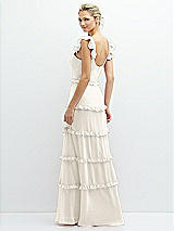 Rear View Thumbnail - Ivory Tiered Chiffon Maxi A-line Dress with Convertible Ruffle Straps