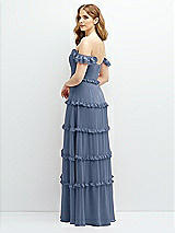 Alt View 3 Thumbnail - Larkspur Blue Tiered Chiffon Maxi A-line Dress with Convertible Ruffle Straps