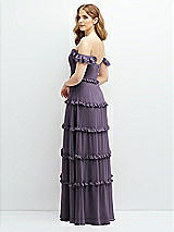 Alt View 3 Thumbnail - Lavender Tiered Chiffon Maxi A-line Dress with Convertible Ruffle Straps