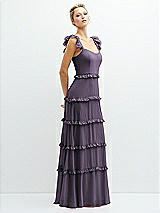 Side View Thumbnail - Lavender Tiered Chiffon Maxi A-line Dress with Convertible Ruffle Straps