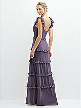 Rear View Thumbnail - Lavender Tiered Chiffon Maxi A-line Dress with Convertible Ruffle Straps