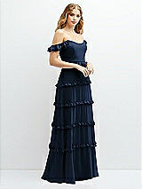 Alt View 2 Thumbnail - Midnight Navy Tiered Chiffon Maxi A-line Dress with Convertible Ruffle Straps