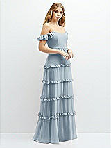 Alt View 2 Thumbnail - Mist Tiered Chiffon Maxi A-line Dress with Convertible Ruffle Straps