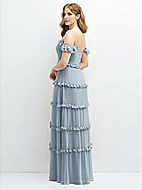 Alt View 3 Thumbnail - Mist Tiered Chiffon Maxi A-line Dress with Convertible Ruffle Straps