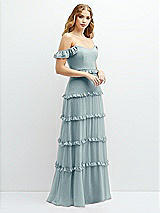 Alt View 2 Thumbnail - Morning Sky Tiered Chiffon Maxi A-line Dress with Convertible Ruffle Straps