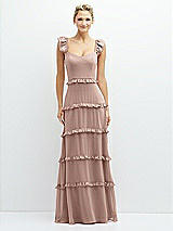 Front View Thumbnail - Neu Nude Tiered Chiffon Maxi A-line Dress with Convertible Ruffle Straps