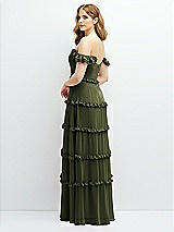 Alt View 3 Thumbnail - Olive Green Tiered Chiffon Maxi A-line Dress with Convertible Ruffle Straps