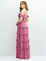 Alt View 3 Thumbnail - Orchid Pink Tiered Chiffon Maxi A-line Dress with Convertible Ruffle Straps