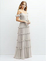 Alt View 2 Thumbnail - Oyster Tiered Chiffon Maxi A-line Dress with Convertible Ruffle Straps