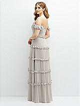 Alt View 3 Thumbnail - Oyster Tiered Chiffon Maxi A-line Dress with Convertible Ruffle Straps
