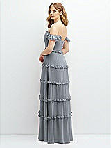 Alt View 3 Thumbnail - Platinum Tiered Chiffon Maxi A-line Dress with Convertible Ruffle Straps