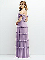 Alt View 3 Thumbnail - Pale Purple Tiered Chiffon Maxi A-line Dress with Convertible Ruffle Straps