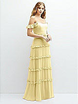 Alt View 2 Thumbnail - Pale Yellow Tiered Chiffon Maxi A-line Dress with Convertible Ruffle Straps