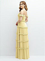 Alt View 3 Thumbnail - Pale Yellow Tiered Chiffon Maxi A-line Dress with Convertible Ruffle Straps