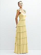 Side View Thumbnail - Pale Yellow Tiered Chiffon Maxi A-line Dress with Convertible Ruffle Straps