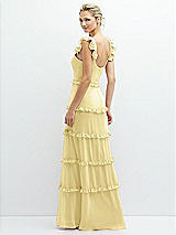 Rear View Thumbnail - Pale Yellow Tiered Chiffon Maxi A-line Dress with Convertible Ruffle Straps