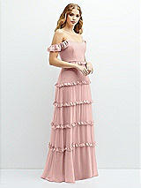 Alt View 2 Thumbnail - Rose - PANTONE Rose Quartz Tiered Chiffon Maxi A-line Dress with Convertible Ruffle Straps