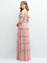 Alt View 3 Thumbnail - Rose - PANTONE Rose Quartz Tiered Chiffon Maxi A-line Dress with Convertible Ruffle Straps
