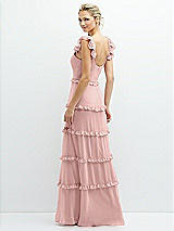 Rear View Thumbnail - Rose - PANTONE Rose Quartz Tiered Chiffon Maxi A-line Dress with Convertible Ruffle Straps