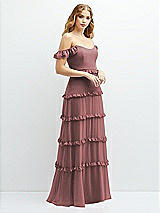 Alt View 2 Thumbnail - Rosewood Tiered Chiffon Maxi A-line Dress with Convertible Ruffle Straps
