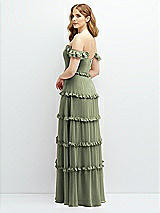 Alt View 3 Thumbnail - Sage Tiered Chiffon Maxi A-line Dress with Convertible Ruffle Straps