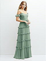 Alt View 2 Thumbnail - Seagrass Tiered Chiffon Maxi A-line Dress with Convertible Ruffle Straps