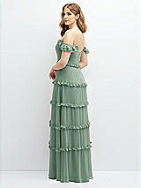 Alt View 3 Thumbnail - Seagrass Tiered Chiffon Maxi A-line Dress with Convertible Ruffle Straps