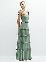 Side View Thumbnail - Seagrass Tiered Chiffon Maxi A-line Dress with Convertible Ruffle Straps
