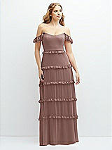 Alt View 1 Thumbnail - Sienna Tiered Chiffon Maxi A-line Dress with Convertible Ruffle Straps
