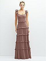 Front View Thumbnail - Sienna Tiered Chiffon Maxi A-line Dress with Convertible Ruffle Straps