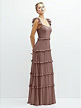 Side View Thumbnail - Sienna Tiered Chiffon Maxi A-line Dress with Convertible Ruffle Straps