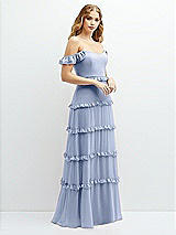 Alt View 2 Thumbnail - Sky Blue Tiered Chiffon Maxi A-line Dress with Convertible Ruffle Straps