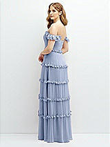 Alt View 3 Thumbnail - Sky Blue Tiered Chiffon Maxi A-line Dress with Convertible Ruffle Straps