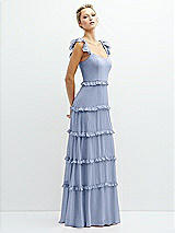Side View Thumbnail - Sky Blue Tiered Chiffon Maxi A-line Dress with Convertible Ruffle Straps