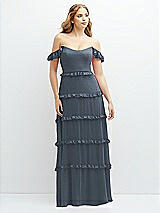 Alt View 1 Thumbnail - Silverstone Tiered Chiffon Maxi A-line Dress with Convertible Ruffle Straps