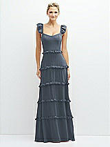 Front View Thumbnail - Silverstone Tiered Chiffon Maxi A-line Dress with Convertible Ruffle Straps