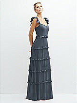 Side View Thumbnail - Silverstone Tiered Chiffon Maxi A-line Dress with Convertible Ruffle Straps