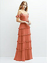 Alt View 2 Thumbnail - Terracotta Copper Tiered Chiffon Maxi A-line Dress with Convertible Ruffle Straps
