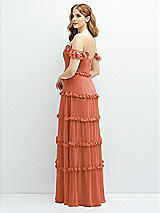 Alt View 3 Thumbnail - Terracotta Copper Tiered Chiffon Maxi A-line Dress with Convertible Ruffle Straps