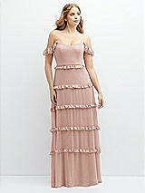 Alt View 1 Thumbnail - Toasted Sugar Tiered Chiffon Maxi A-line Dress with Convertible Ruffle Straps