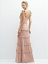 Rear View Thumbnail - Toasted Sugar Tiered Chiffon Maxi A-line Dress with Convertible Ruffle Straps