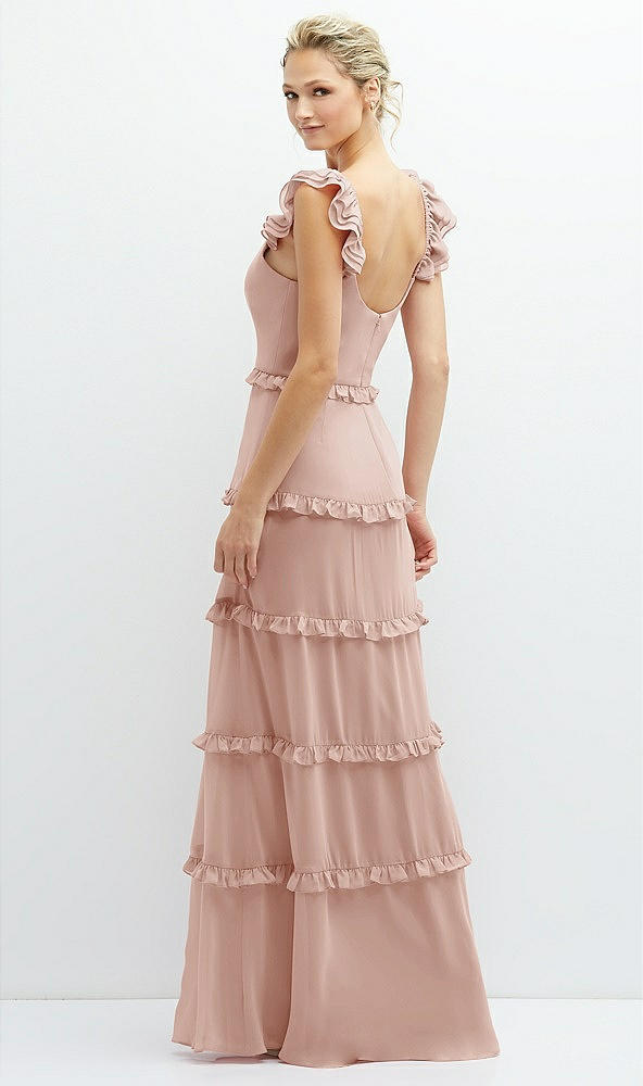 Back View - Toasted Sugar Tiered Chiffon Maxi A-line Dress with Convertible Ruffle Straps
