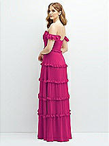 Alt View 3 Thumbnail - Think Pink Tiered Chiffon Maxi A-line Dress with Convertible Ruffle Straps